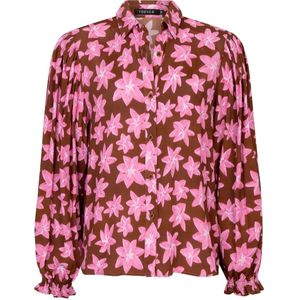Ydence - Alyssa Ws2552 - Blouse - Bruin - Bloemenpatroon