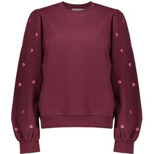 Geisha - 52870 21 - Trui - Bordeauxrood - Met Ronde Hals en Subtiele Pareldetails