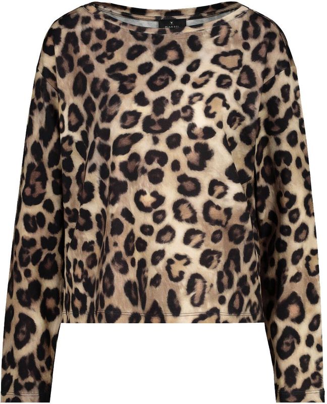 monari - Shirt - Cappuccino - Dierenprint - Lange Mouw
