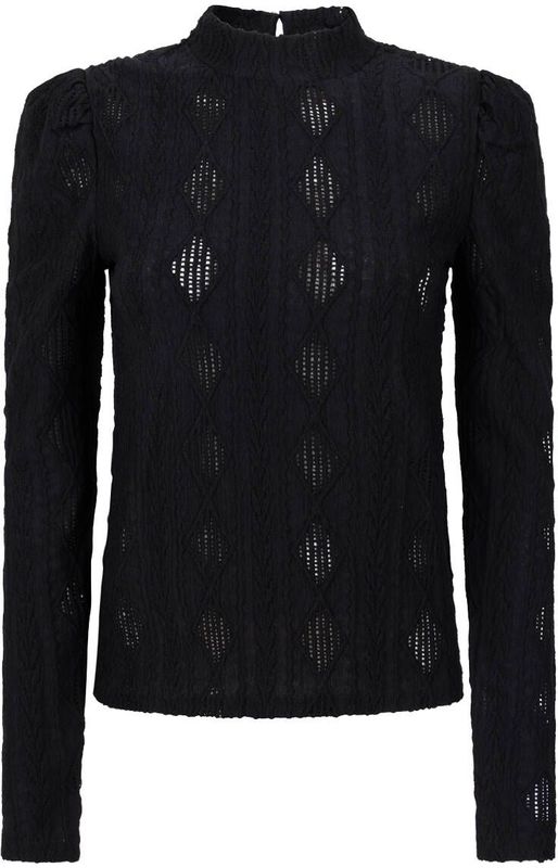 Aaiko Top lange mouw IVONA ARGYLE PES Zwart