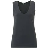 Yaya - Round V-neck Singlet - Zwart - Dames Top