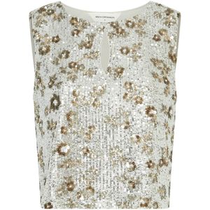 MSCH - Magnolia SL Top EMB - Mouwloze Top - Zilver en Coco