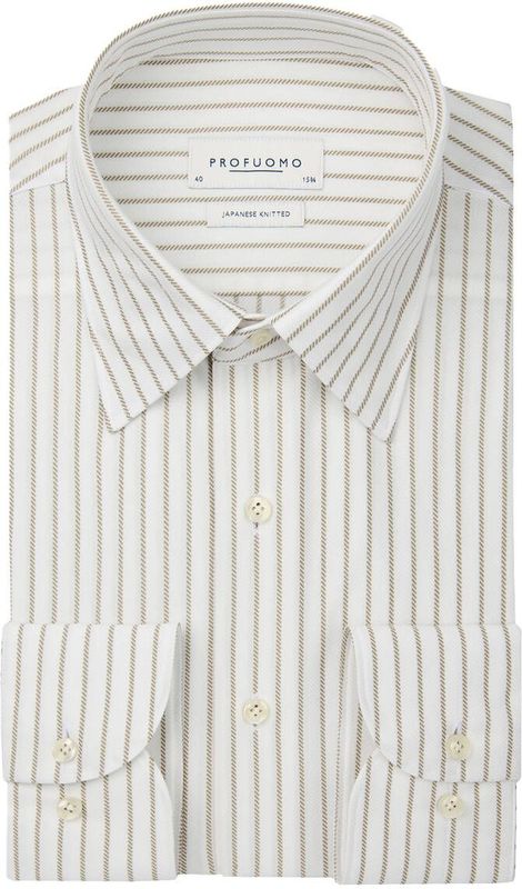 Profuomo BusineKorte mouw Heren Overhemd Beige