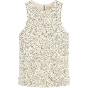 Josh V - Carmen - Top - Zilver - Mouwloos - Pailletten