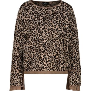 monari - Trui - Chocoladebruin - Dierenprint - Lange Mouw