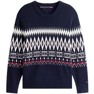 TOMMY HILFIGER - Trui - Navy - Rood - Wit - Aztec Print