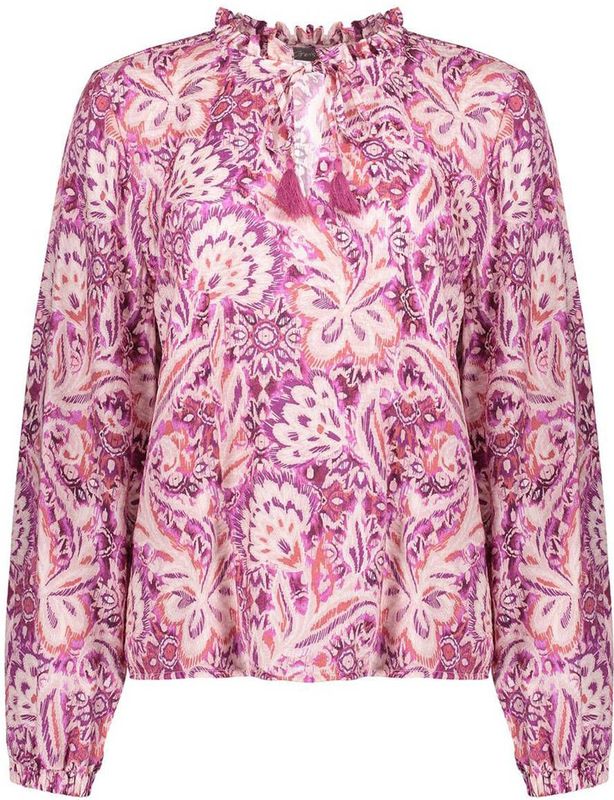 Geisha - Top 53912-20 - Dames Top - Roze en Wit - Verfijnde Details