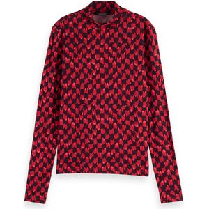 Scotch & Soda Top lange mouw 177679 Midden rood