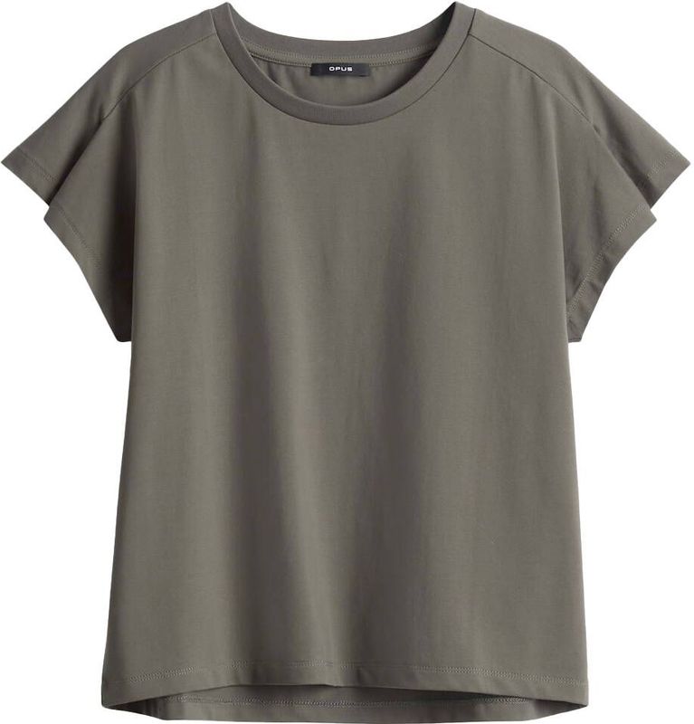 Opus - T-shirt - Olijfgroen - Katoen - Korte Mouwen