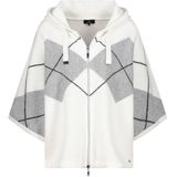 monari - Gebreid Vest - Grijs Gemêleerd - Capuchon - Driekwart Mouw