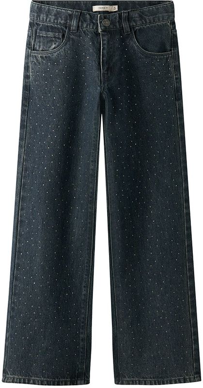 Steentjes - Wide-Fit Jeans - Denim - Baggy Fit - Strass-steentjes