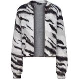 monari - Gebreid Vest - Lichtgrijs - Dierenprint - Lange Mouw