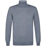 Profuomo - Pullover Mock Neck Merino - Blauw - Coltrui - Lichtgewicht