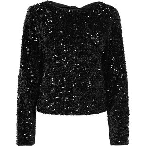 Only - Onlconfidence Sequin Bow Top - T-shirt - Zwart - Dames