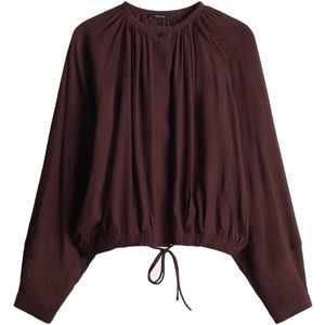 Bordeaux blouse met aantrekkoortjes