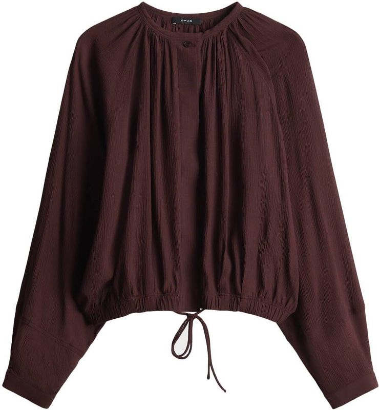 Bordeaux blouse met aantrekkoortjes