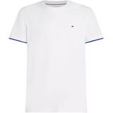 Tommy Hilfiger - Katoenen T-shirt - Wit - Blauw Manchetten
