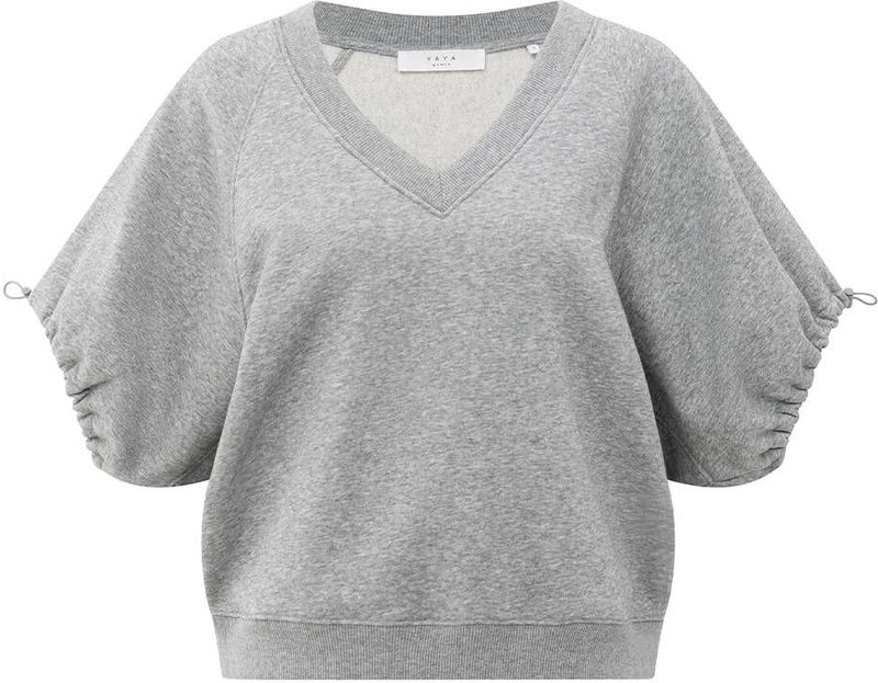 YAYA Top korte mouw 01-109091-508 Midden grijs