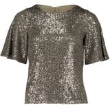 Paillettentop - Effen - Ronde Halslijn - Vlindermouwen - Comfortabele Materiaalmix