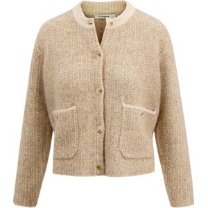 Zusss - Jacquard Vest - Beige - Met Visgraat Structuur
