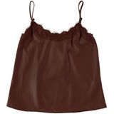 Turquoise Top zonder mouw M0408 HEMD PU KANT Bruin