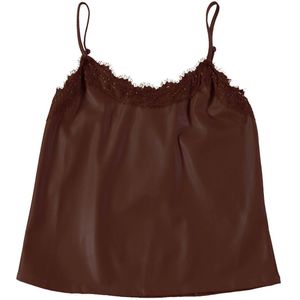 Turquoise Top zonder mouw M0408 HEMD PU KANT Bruin