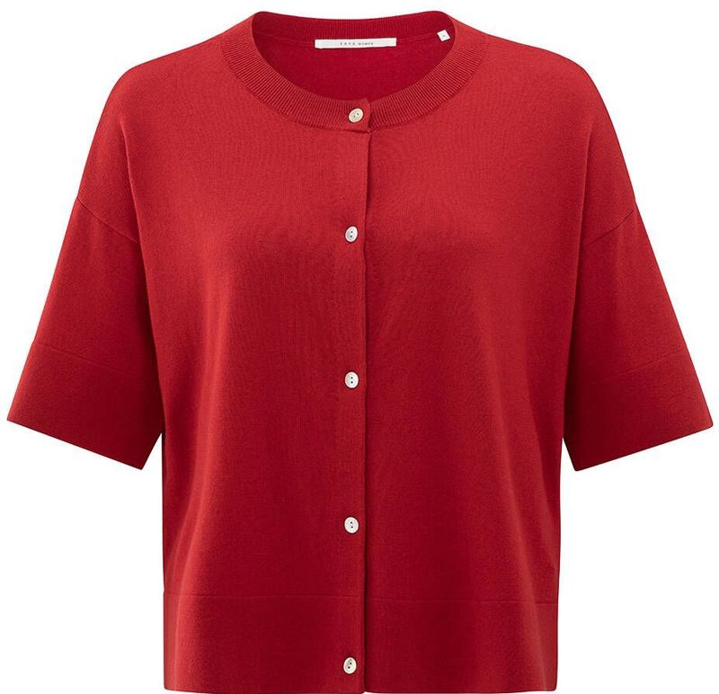 YAYA - Vest 01-010112-507 - Rood - Oversized Fine Knitted Cardigan