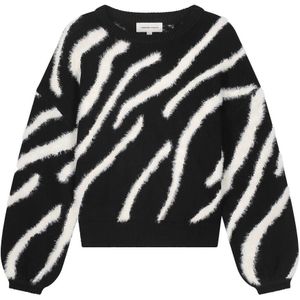 Fabienne Chapot - Trui - Zwart/Wit - Dierenprint - Lange Mouw