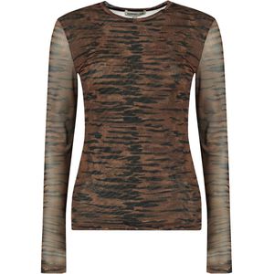 Harper & Yve - DW25T512 - Top - Donker Bruin - Lange Mouw