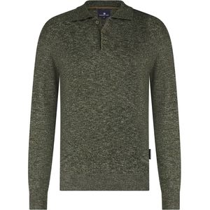 State of Art - Gemeleerde Trui - Groen-Grijs - Polo - Acrylmix