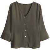 Opus - Blouse - Olijfgroen - 3/4 Mouwen