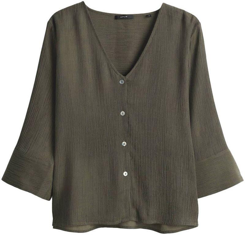 Opus - Blouse - Olijfgroen - 3/4 Mouwen