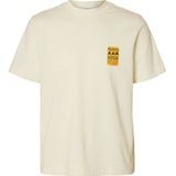Selected Homme - Slhgeorge Graph SS O-Neck Tee - T-shirt - Beige - Katoen