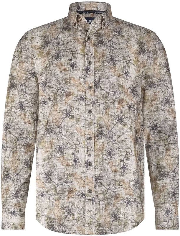 State of Art - Casual Overhemd - Bruin - Lange Mouwen - Katoen-Polyester Blend