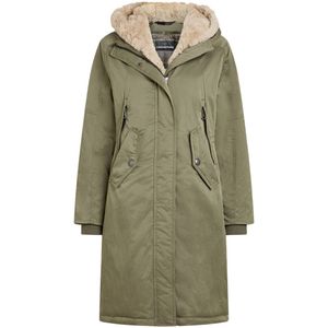 Creenstone - Tegen Coat - Damesjas - Satijn Crush - Afneembare Imitatiebont Voering