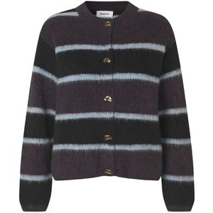 modström Gebreid vest 'Rafael'  lichtgrijs / aubergine / zwart