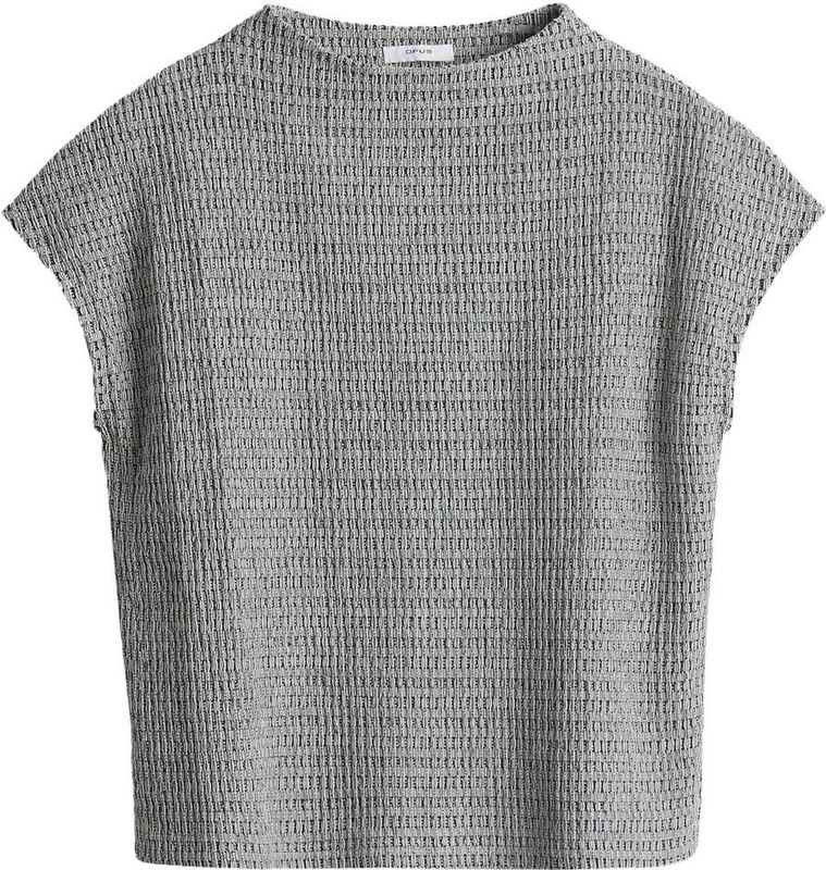 OPUS - Sorote - T-shirt - Stone Grey - Kwartmouw - Ronde Hals