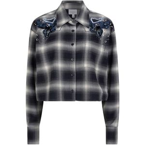 Dante 6 - Eason Check Embellished Shirt - Grijs - Flanel - Dames Blouse