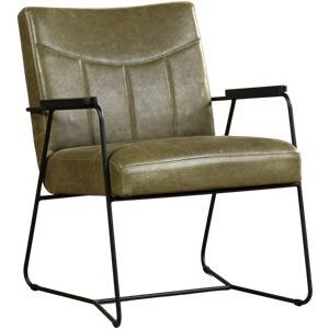 Groene leren industriële fauteuil Right - Vintage Leer Olive