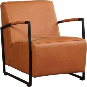 Leren industriële fauteuil Creative - Rancho Leer Cognac - Frame zwart