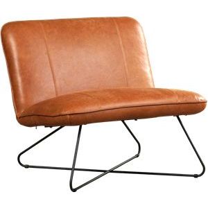 Cognac leren industriële fauteuil zonder armleuning Smile - Vintage Leer Cognac (cognac leer)