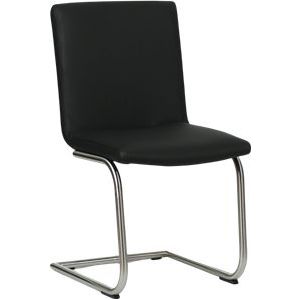 Set van 4 zwart leren eetkamerstoelen Tobias