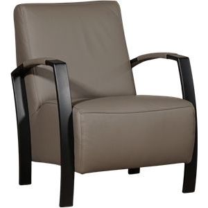 Grijze leren industriële stalen fauteuil Glory - Toledo Leer Smog (grijs leer)