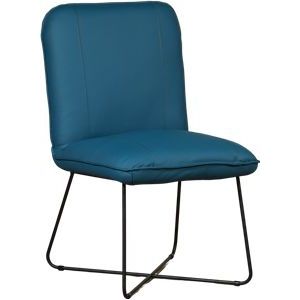 Blauwe leren industri�ële design eetkamerstoel Smile - Toledo Leer Turquoise (blauw leer)