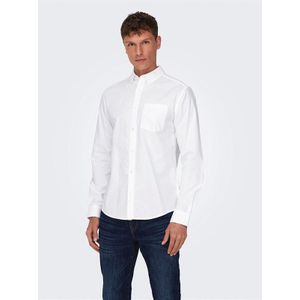ONLY & SONS Heren Oxford Overhemden met lange mouwen Wit