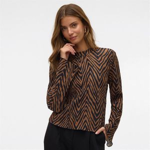 Vero Moda Dames Wilhelmina Plissé Top Chocoladetaart