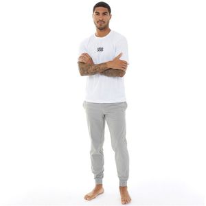 JACK AND JONES Heren Loungewear Set Wit/Licht Grijs Melange