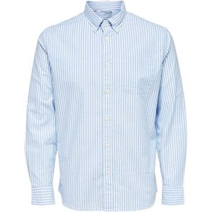 Selected Homme Heren Regrick Oxford Overhemden met lange mouwen Blauw