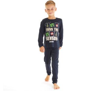 MINECRAFT Jongens Assan Pyjamaset met Lange Mouwen Donker Saffier