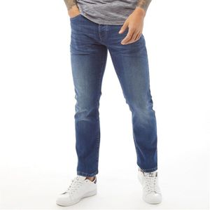 Crosshatch Heren Farrowed Straight Fit Jeans Middelblauw